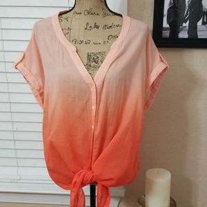 🔥6/$25 CATO  ombre  button up hi low  size 22/24w